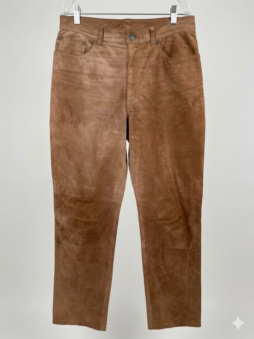 Ralph Lauren brown suede leather straight leg trousers western chic y2k vintage